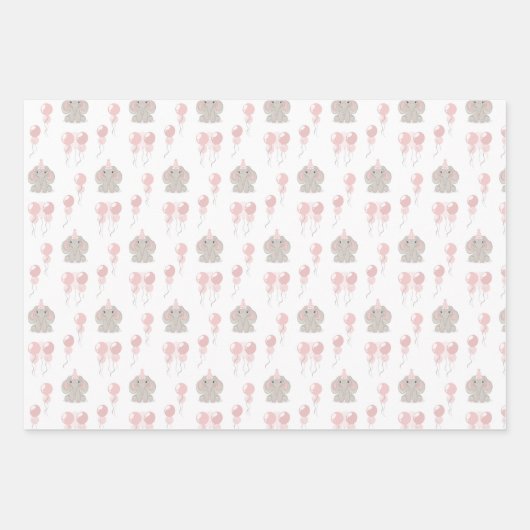 Elephant in Birthday Party Hat Geschenkpapier Set (Vorderseite)