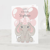 Elephant in Birthday Party Hat Karte (Vorderseite)