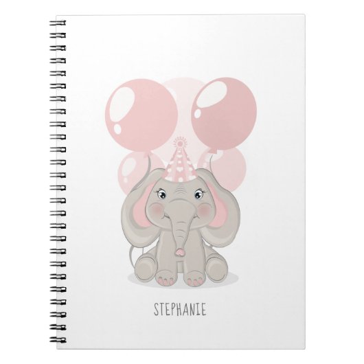Elephant in Birthday Party Hat Notizblock (Vorderseite)