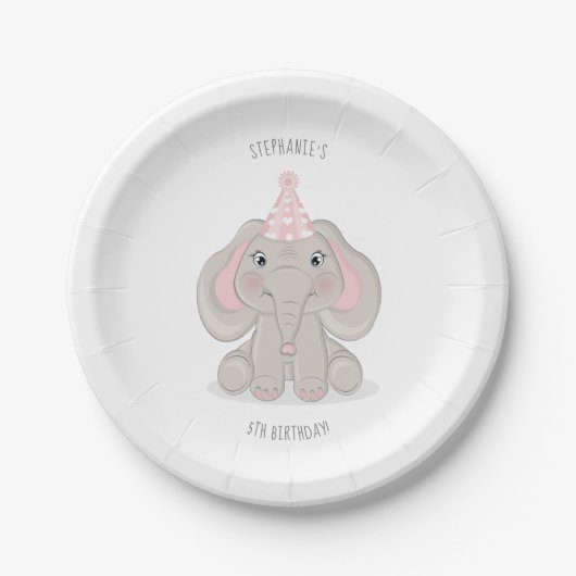 Elephant in Birthday Party-Hutplatten Pappteller (Vorderseite)