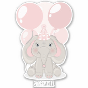 Elephant in Birthday Party-Hutsticker Aufkleber