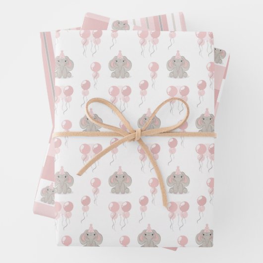 Elephant in Birthday Party Hutwrapping Paper Shee Geschenkpapier Set (Beispiel)