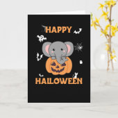 Elephant In Pumpkin Cute Elephant Happy Halloween Karte (Gelbe Blume)