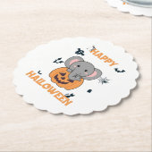 Elephant In Pumpkin Cute Elephant Happy Halloween Untersetzer (angewinkelt)