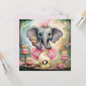 Elephant in rosa Tutu Happy 6. Geburtstag Karte (Vorderseite/Rückseite Beispiel)