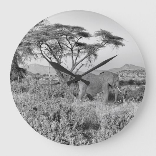 Elephant in Samburu Große Wanduhr (Vorderseite)