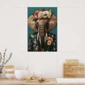 Elephant In Suit Poster, Elephant Portrait Poster (Küche)