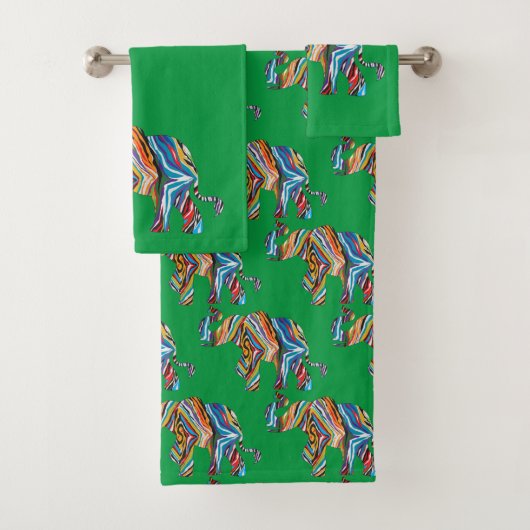 Elephant ist psychedelisches Zebra-Muster Badhandtuch Set (Insitu)