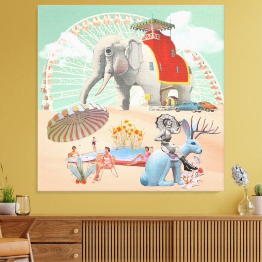 Elephant & Jackkanbit Roadside Attraction Collage Leinwanddruck (Insitu (Wohnzimmer))