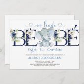 Elephant Junge Dusche Einladung, Spanisch. Einladung (Vorne/Hinten)