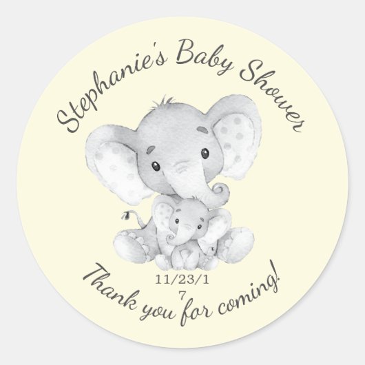 Elephant Jungle Animals Baby Shower Fevor Sticker (Vorderseite)