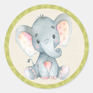 Elephant Jungle Animals Baby Shower Fevor Sticker
