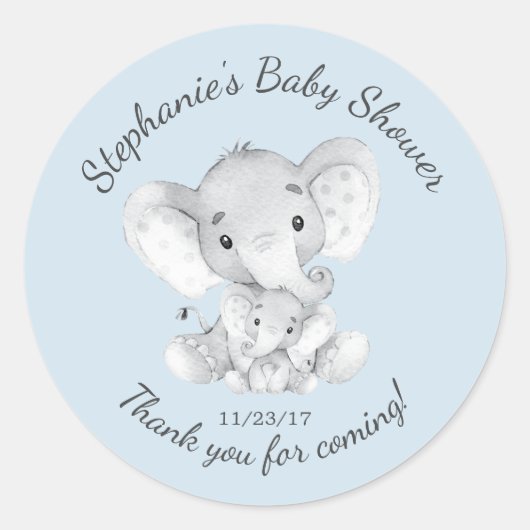 Elephant Jungle Animals Baby Shower Fevor Sticker (Vorderseite)