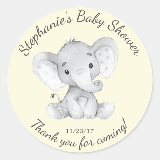 Elephant Jungle Animals Baby Shower Fevor Sticker (Vorderseite)