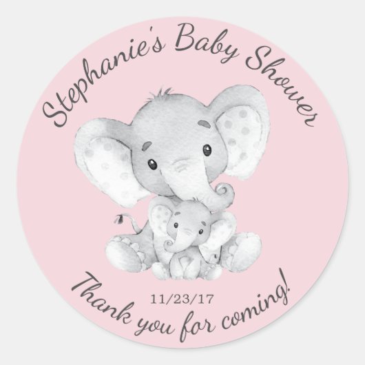 Elephant Jungle Animals Baby Shower Fevor Sticker (Vorderseite)