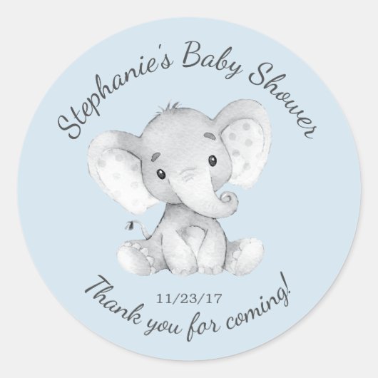 Elephant Jungle Animals Baby Shower Fevor Sticker (Vorderseite)