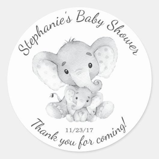 Elephant Jungle Animals Baby Shower Fevor Sticker (Vorderseite)