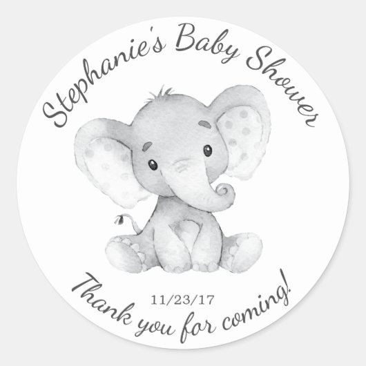 Elephant Jungle Animals Baby Shower Fevor Sticker (Vorderseite)