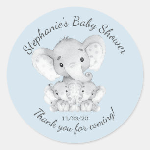 Elephant Jungle Animals Twins Baby Shower Gevor Runder Aufkleber