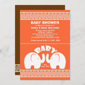Elephant Jungle Baby Dusche Einladung (Vorne/Hinten)
