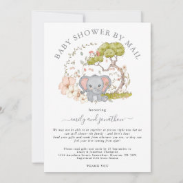 Elephant Jungle Foliage Gray Baby Shower by Mail Einladung