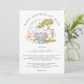 Elephant Jungle Foliage Gray Baby Shower by Mail Einladung (Stehend Vorderseite)