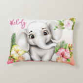 Elephant Jungle Safari Personalisiert Baby Dekokissen (Rückseite)