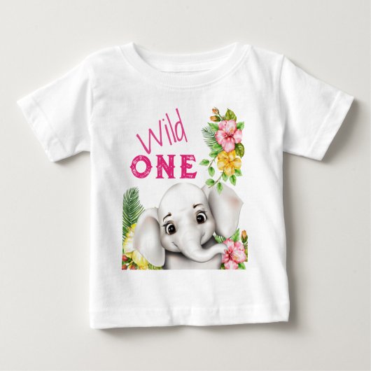 Elephant Jungle Safari Personalisiert Baby T-shirt (Vorderseite)