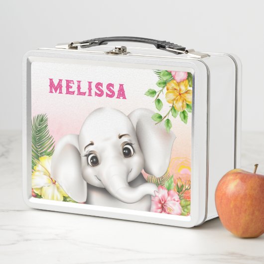 Elephant Jungle Safari Personalisiert Metall Brotdose (Beispiel)