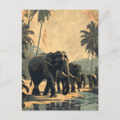 Elephant Jungle Serenity: Vintage Postkarte (Vorderseite)