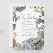 Elephant Jungle Wild Details Baby Shower Einladung (Vorderseite)