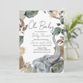 Elephant Jungle Wild Details Baby Shower Einladung (Stehend Vorderseite)