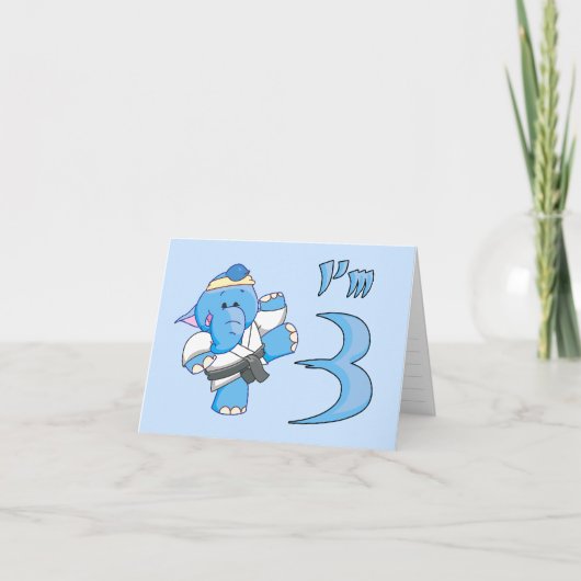 Elephant Karate 3. Geburtstagsfeier Einladung (Vorderseite)
