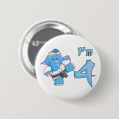Elephant Karate 4. Geburtstag Button (Vorne & Hinten)