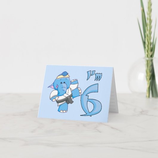 Elephant Karate 6. Geburtstag Einladung (Vorderseite)
