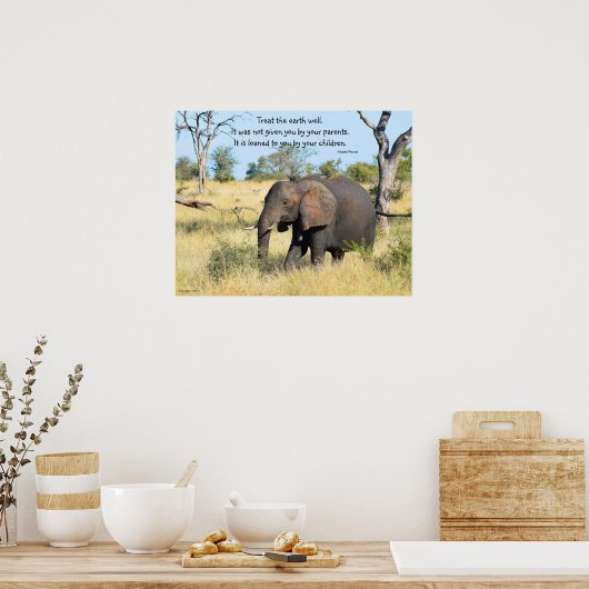 Elephant Kenya Proverb Poster (Küche)
