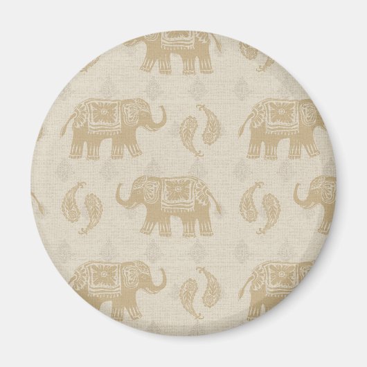 Elephant Khaki Caravan Pattern Magnet (Vorne)