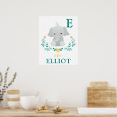 Elephant Kinderzimmer Art Print | Name des Babys Poster (Küche)