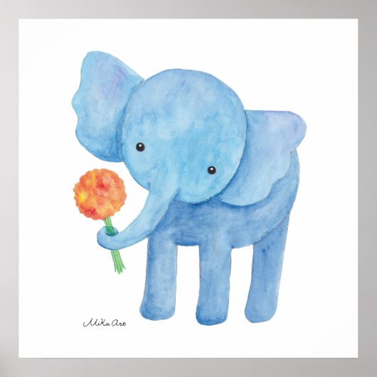 Elephant Kinderzimmer Art Print Niedlich Elephant Poster (Vorne)