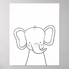 Elephant Kinderzimmer Print Schwarz-weiß moderne S Poster