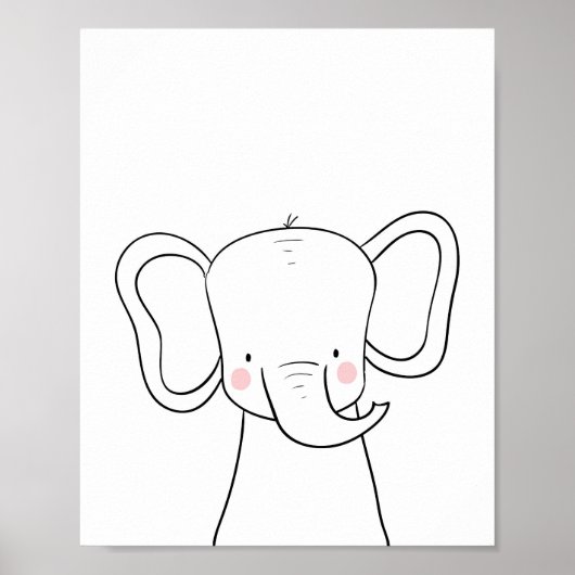 Elephant Kinderzimmer Print Schwarz-weiß moderne S Poster (Vorne)