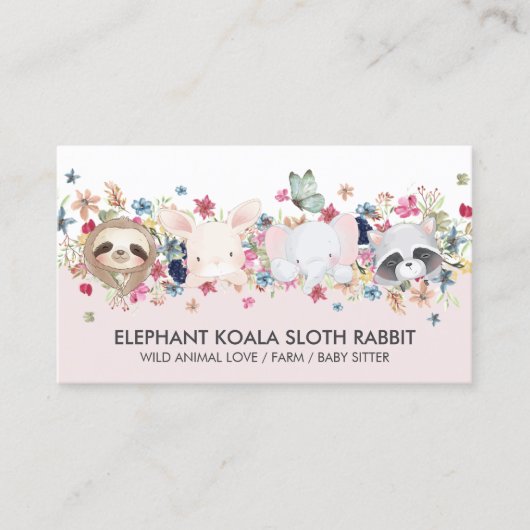 ELEPHANT KOALA SLOTH RABBIT BABY TIERE VISITENKARTE (Vorderseite)