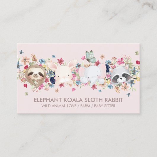 ELEPHANT KOALA SLOTH RABBIT BABY TIERPINK VISITENKARTE (Vorderseite)