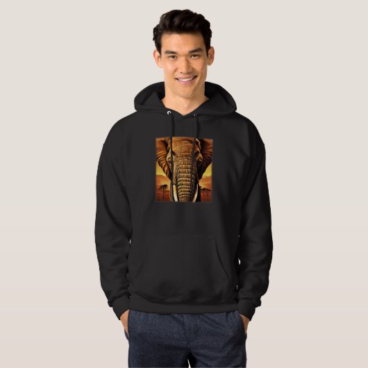 Elephant Kopf Tier Motiv Druckkunstwerk safari gr Hoodie (Vorne ganz)