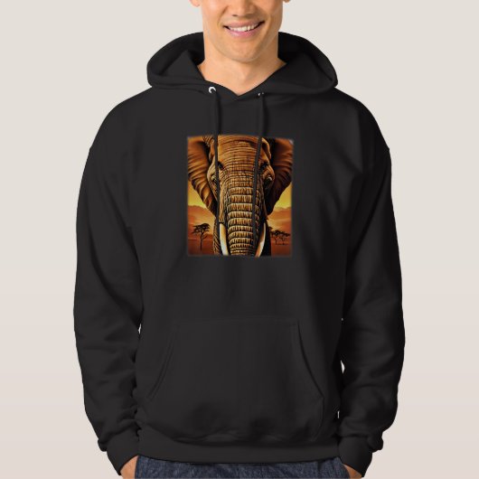 Elephant Kopf Tier Motiv Druckkunstwerk safari gr Hoodie (Vorderseite)