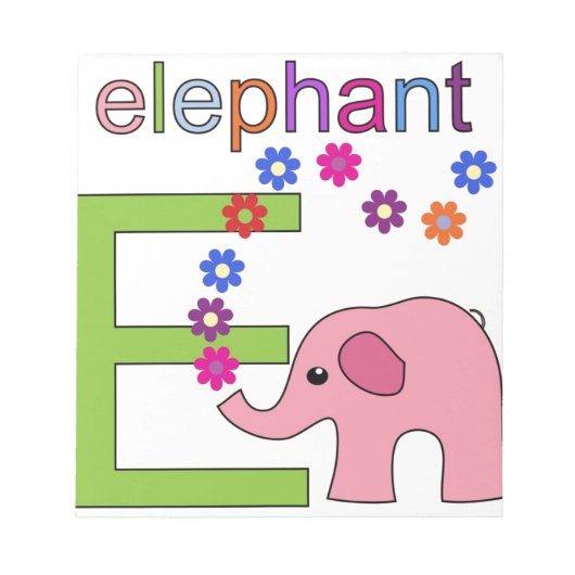 Elephant Letter E Notizblock (Vorderseite)