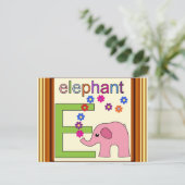 Elephant Letter E Postkarte (Stehend Vorderseite)
