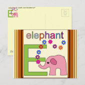 Elephant Letter E Postkarte (Vorne/Hinten)