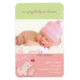 Elephant LIEBE Baby Girl Foto Geburtsankündigung Magnet