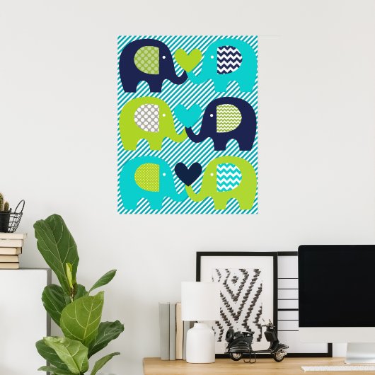 Elephant Liebe Kinderzimmer Poster (Heimbüro)